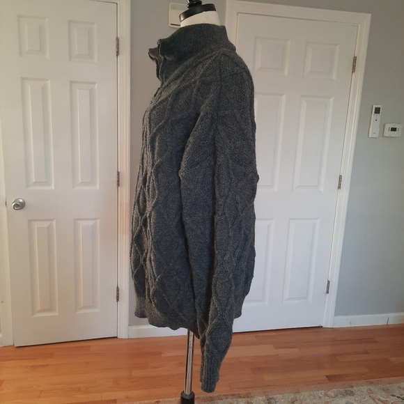 Vintage gray chunky wool half zip sweater - Picture 4 of 13